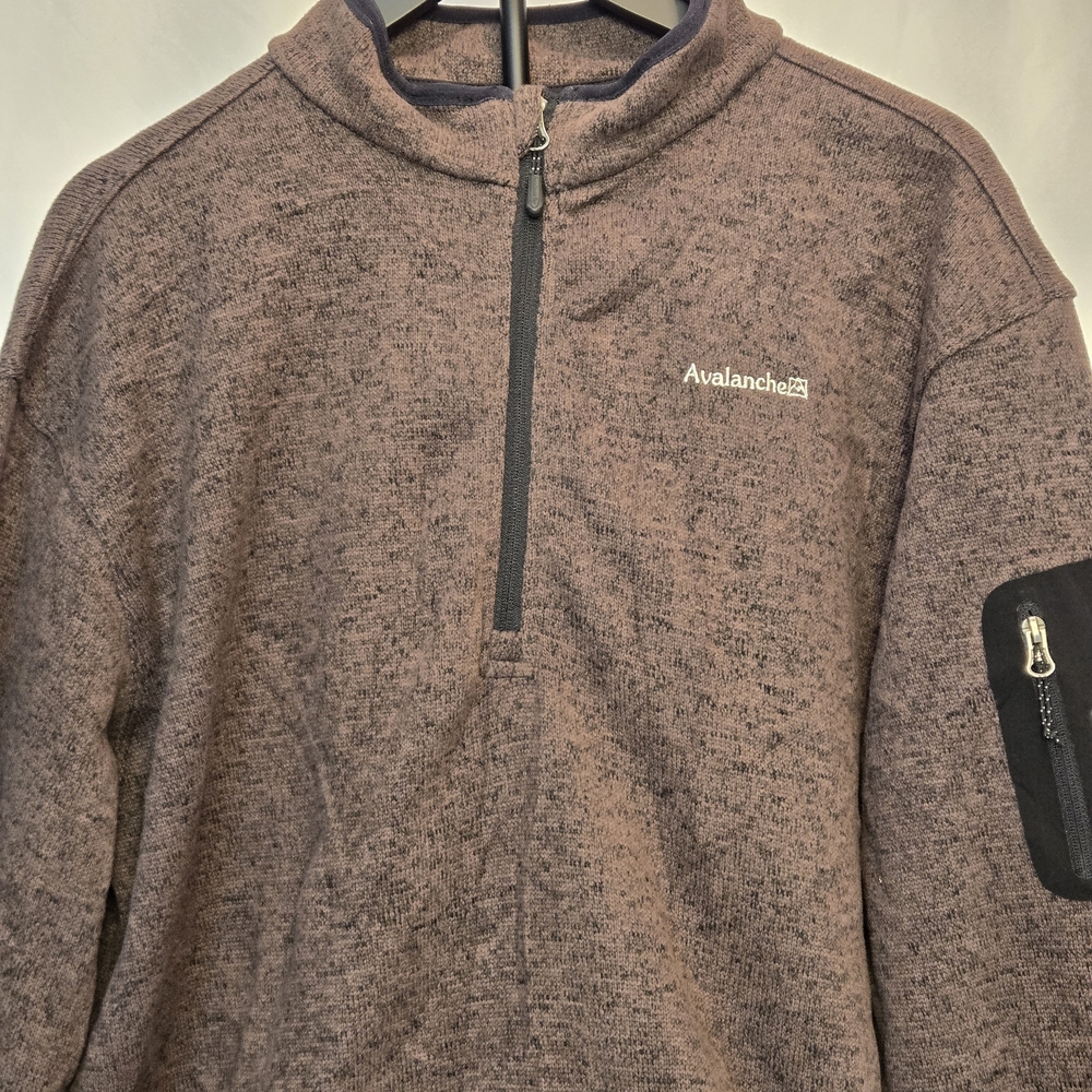 AVALANCHE Pullover‎ Jacket Mens 2XL Quarter Zip Thermal Brown Knit Fleece - Picture 3 of 15